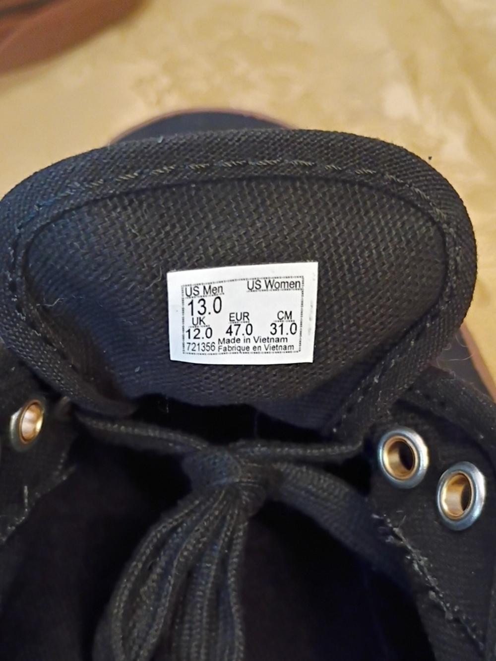 VANS Canvas Shoe - Black/Brown Gold Metal Eyelets Men's 13.0 Women's 14.5 - Picture 9 of 11